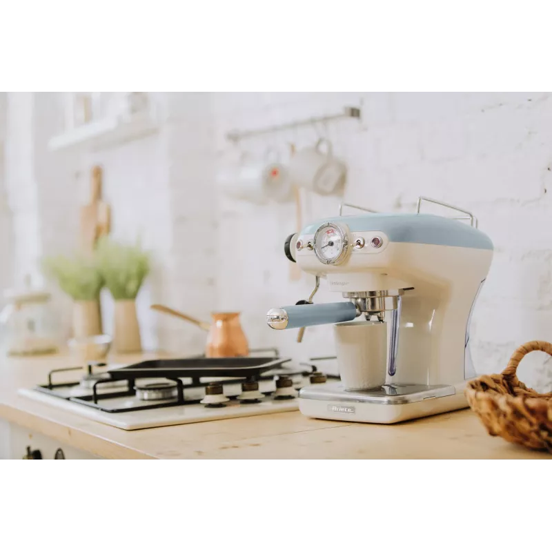 Ariete 1389 Vintage Espresso kavos aparatas - Espreso kavos aparatas maltai kavai arba ESE kapsulėms, pastelinės mėlynos spalvos