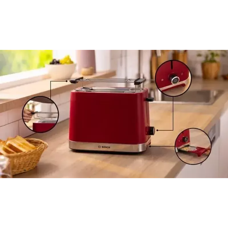 Bosch TAT4M224 skrudintuvas 2 riekėms 950 W raudonas nerūdijantis plienas