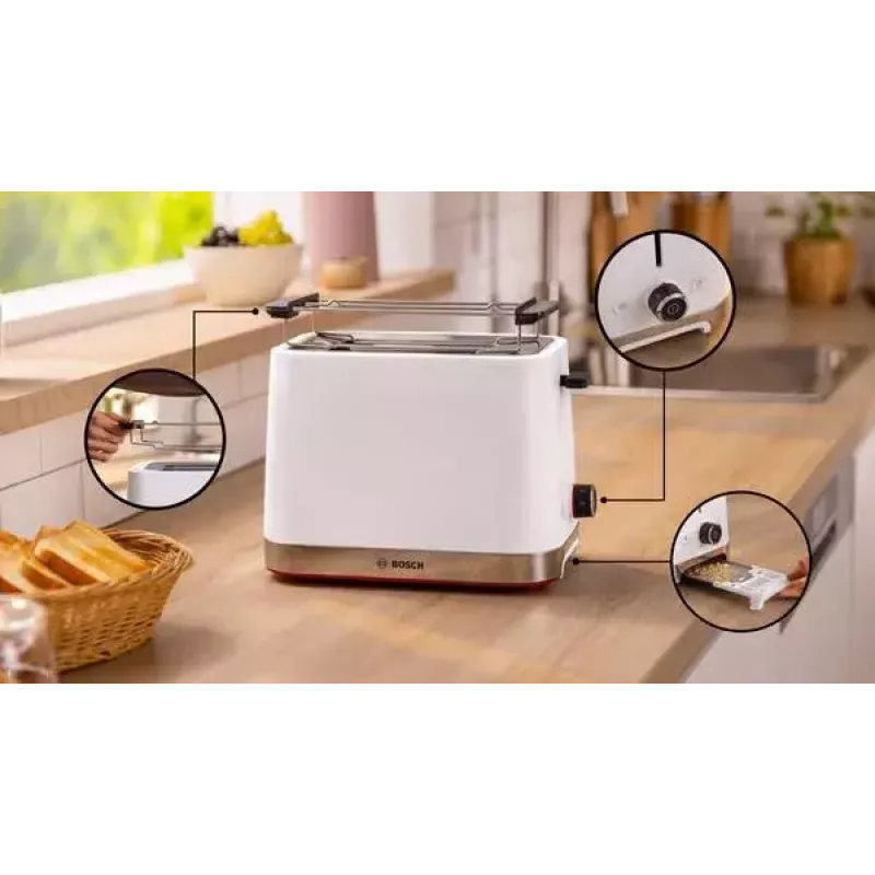 Skrudintuvas Bosch TAT4M221 2 riekėms 950 W Baltas Nerūdijantis plienas