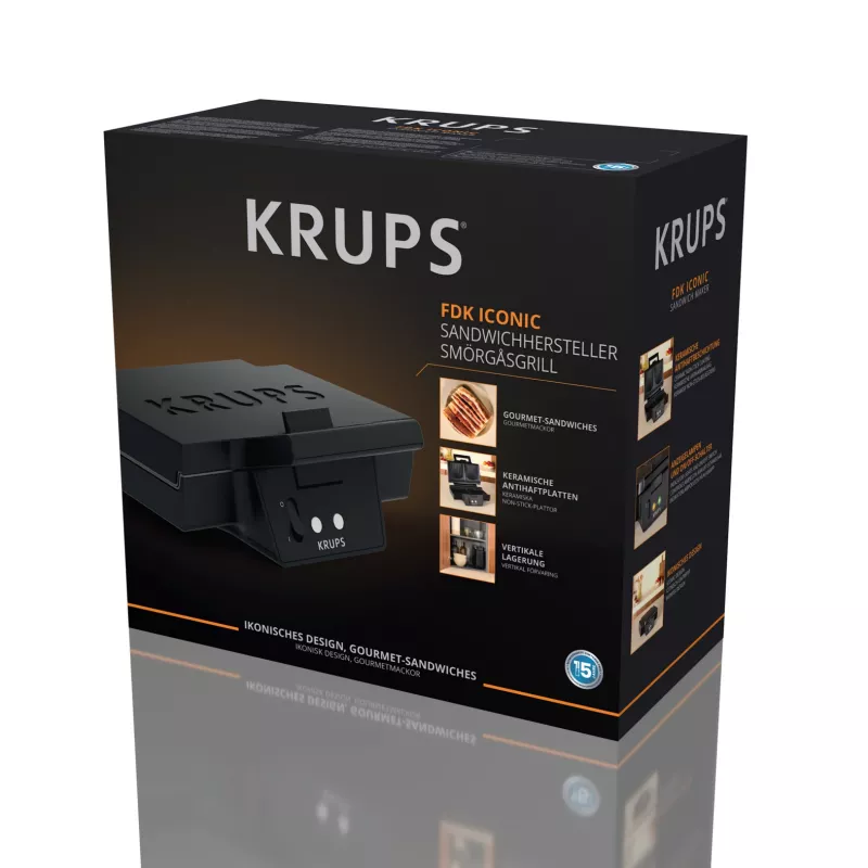 Krups FDK Iconic FDK462 sumuštinių keptuvas 850 W juodas