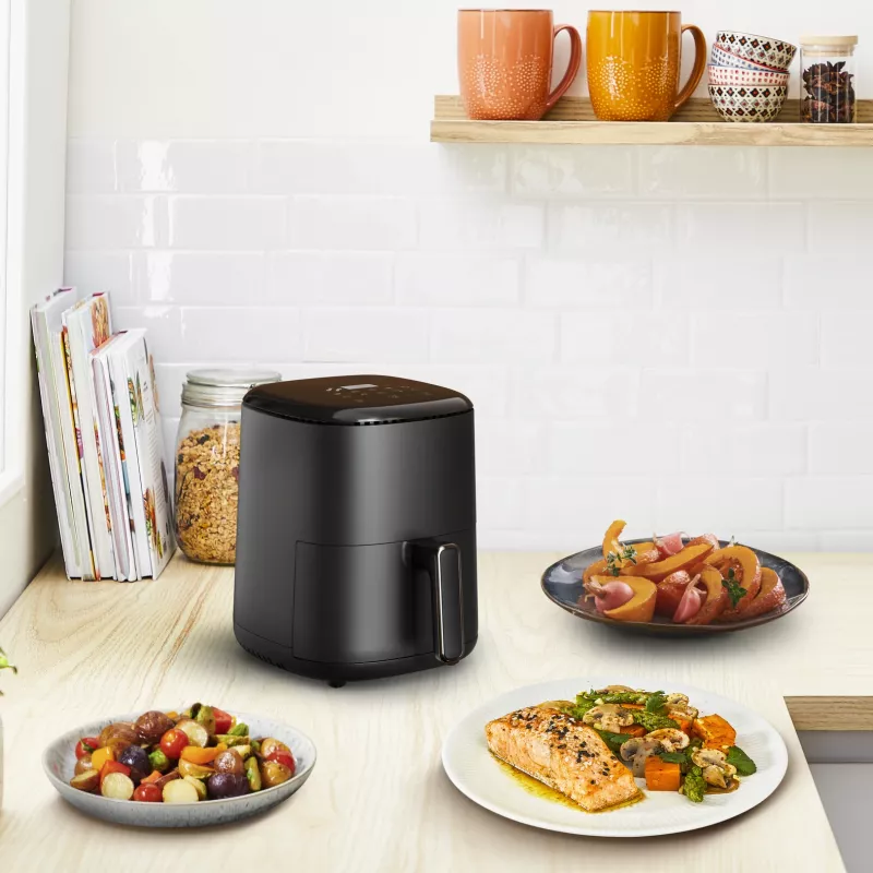 Karšto oro gruzdintuvas Tefal Easy Fry EY145810 — 3 L talpa, 1300 W, liečiamasis valdymas, LCD ekranas, juodas