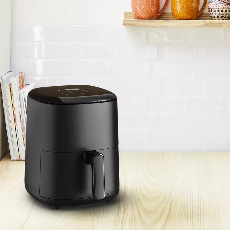 Karšto oro gruzdintuvas Tefal Easy Fry EY145810 — 3 L talpa, 1300 W, liečiamasis valdymas, LCD ekranas, juodas