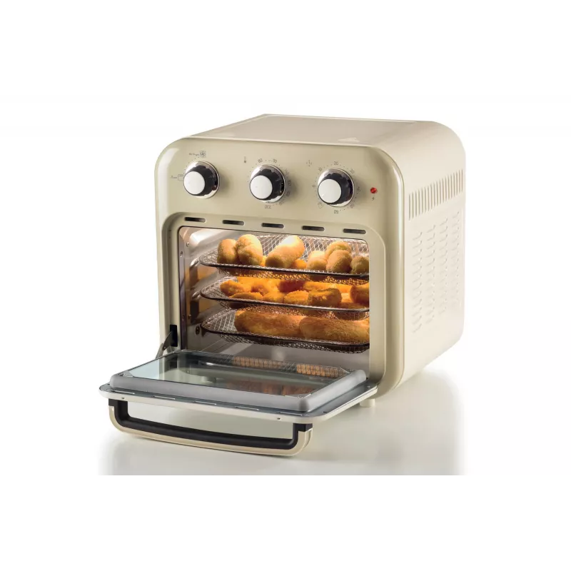 Ariete 4632 Oro gruzdintuvė ir orkaitė Vintage, 1400W, 2in1, Talpa 16L, Priedai, Laikmatis 60 min., Dvigubas stiklas, Smėlio spalvos