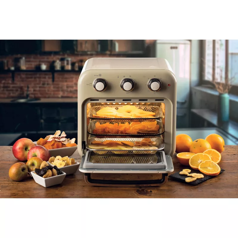 Ariete 4632 Oro gruzdintuvė ir orkaitė Vintage, 1400W, 2in1, Talpa 16L, Priedai, Laikmatis 60 min., Dvigubas stiklas, Smėlio spalvos