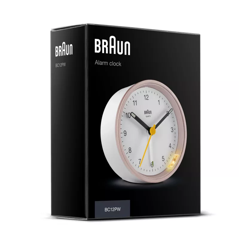 Braun BC12 kvarcinis žadintuvas, rožinis, baltas