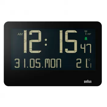 Braun BC14B-DCF sieninis/stalinis laikrodis Radijo bangomis valdomas laikrodis Stačiakampis Juoda