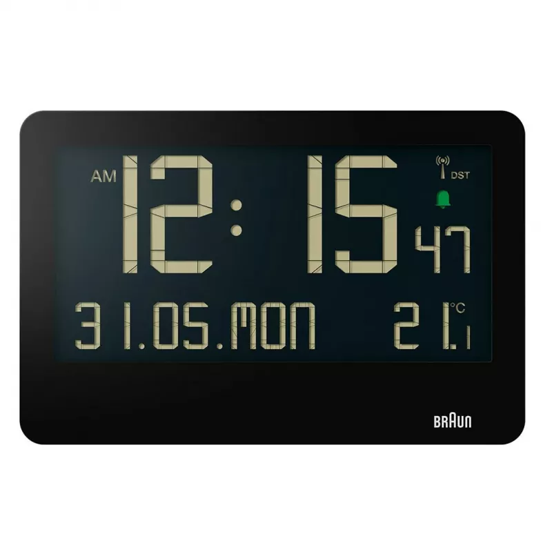 Braun BC14B-DCF sieninis/stalinis laikrodis Radijo bangomis valdomas laikrodis Stačiakampis Juoda