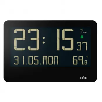 Braun BC14B-DCF sieninis/stalinis laikrodis Radijo bangomis valdomas laikrodis Stačiakampis Juoda