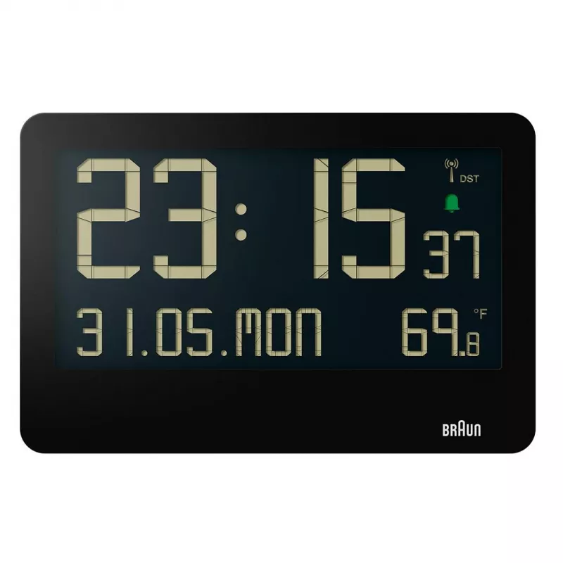 Braun BC14B-DCF sieninis/stalinis laikrodis Radijo bangomis valdomas laikrodis Stačiakampis Juoda