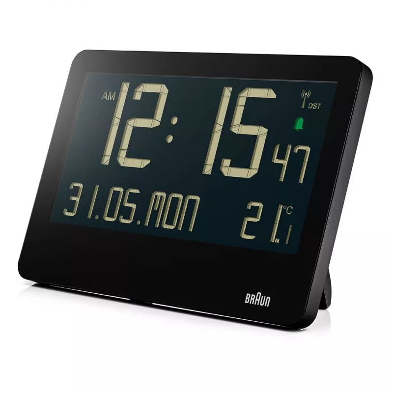 Braun BC14B-DCF sieninis/stalinis laikrodis Radijo bangomis valdomas laikrodis Stačiakampis Juoda