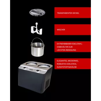 Unold Doppio kompresoriaus tipo ledų gaminimo aparatas 2,4 L 250 W juoda, satininio plieno