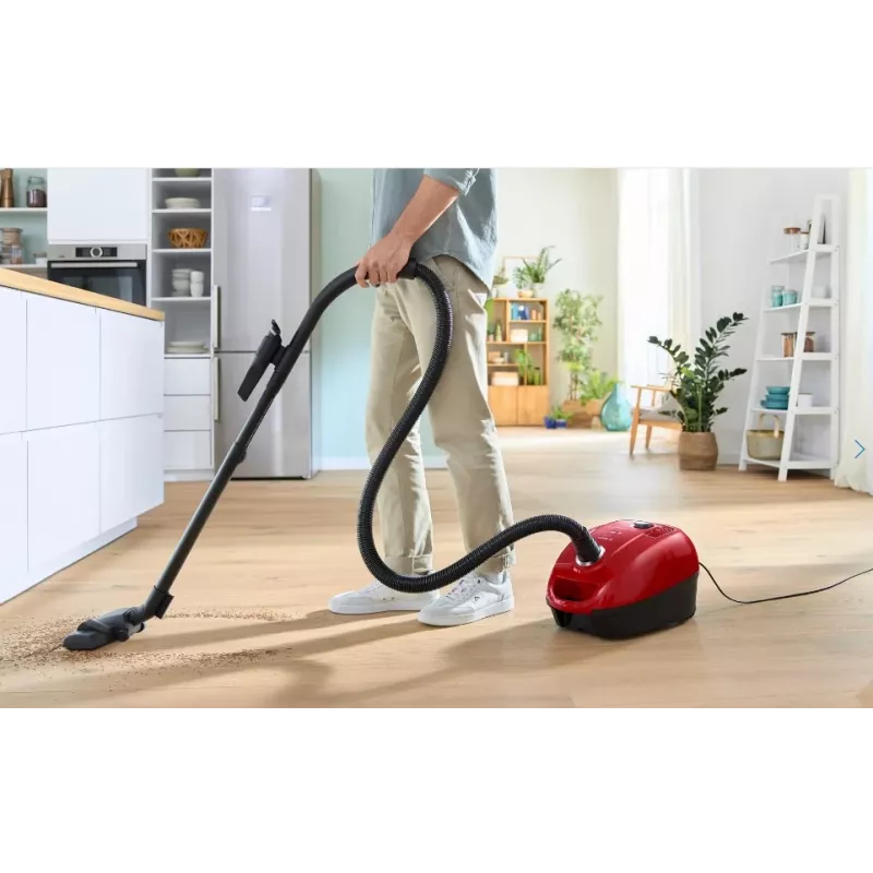 Drum vacuum Bosch Serie 4 BGD38RD1H, 600 W, 4 L dulkių maišelis, sausas valymas, raudona