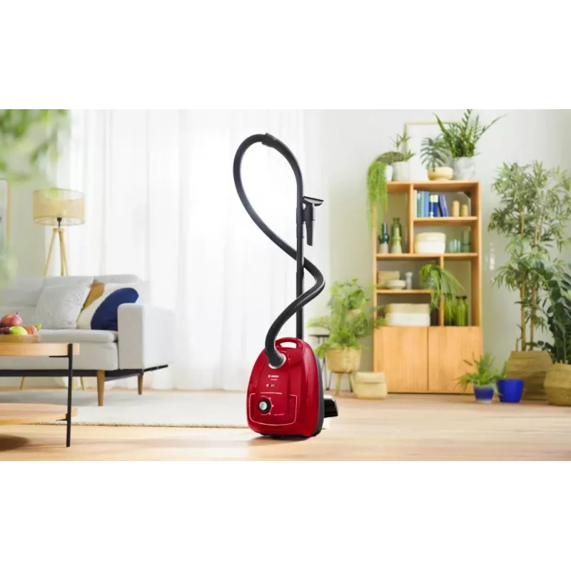 Drum vacuum Bosch Serie 4 BGD38RD1H, 600 W, 4 L dulkių maišelis, sausas valymas, raudona