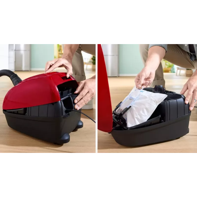 Drum vacuum Bosch Serie 4 BGD38RD1H, 600 W, 4 L dulkių maišelis, sausas valymas, raudona