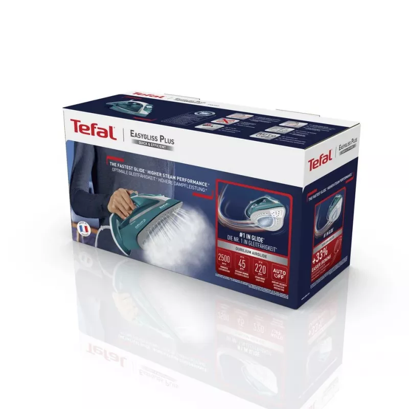 Tefal EasyGliss Plus FV5737 sausas ir garinis lygintuvas Durilium padas 2500 W turkio, balta