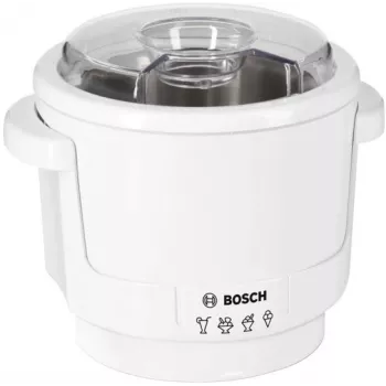 Maišytuvo priedas Bosch MUZ5EB2 — baltas plastikinis korpusas, matmenys 180×180×180 mm