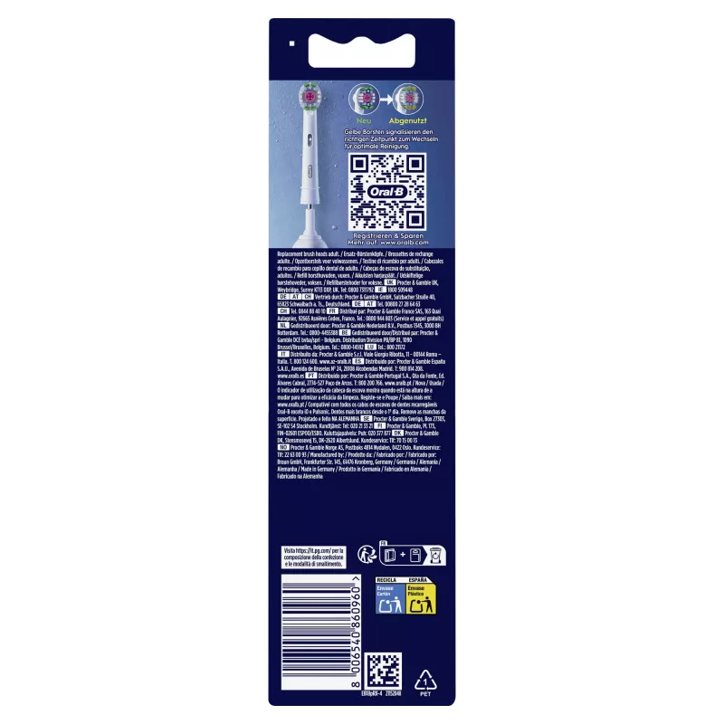 Dantų šepetėlių galvutės Oral-B 860960 4 vnt., baltos keičiamos galvutės