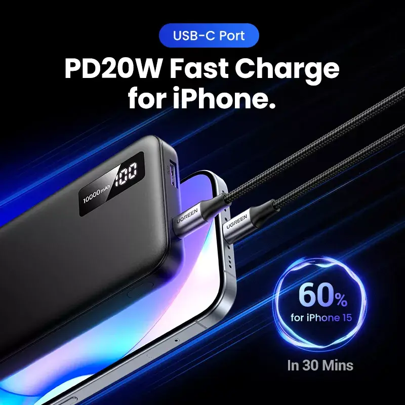 Ugreen 25742 išorinė baterija Lithium-Ion (Li-Ion) 10000 mAh juoda