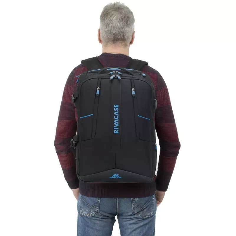 Kuprinės tipo dėklas Rivacase 7860 nešiojamiesiems kompiuteriams iki 43,9 cm (17,3 col.), poliesteris, juoda/mėlyna