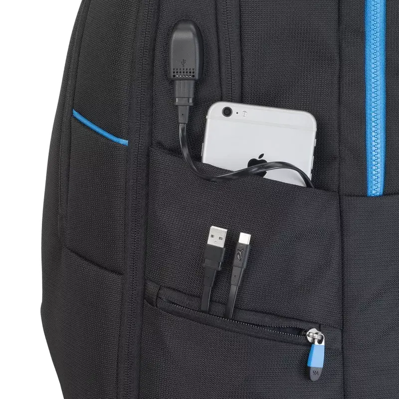 Kuprinės tipo dėklas Rivacase 7860 nešiojamiesiems kompiuteriams iki 43,9 cm (17,3 col.), poliesteris, juoda/mėlyna