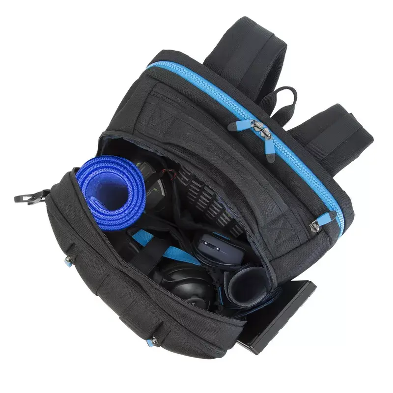 Kuprinės tipo dėklas Rivacase 7860 nešiojamiesiems kompiuteriams iki 43,9 cm (17,3 col.), poliesteris, juoda/mėlyna