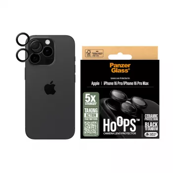 PanzerGlass ® Hoops® keraminis fotoaparato objektyvo apsauginis stiklas iPhone 16 Pro | 16 Pro Max