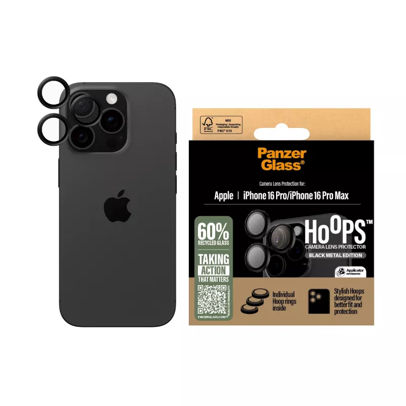 “PanzerGlass ® Hoops®” fotoaparato objektyvo apsauga juoda “iPhone 16 Pro | 16 Pro Max”