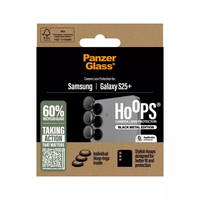 PanzerGlass ® Hoops® kameros objektyvo apsauga, juoda, Samsung Galaxy S25+