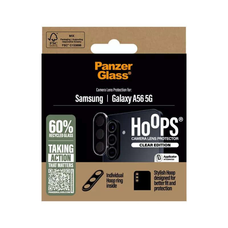 PanzerGlass Hoops permatoma kameros objektyvo apsauga Samsung Galaxy A56 5G atspari įbrėžimams ir smūgiams