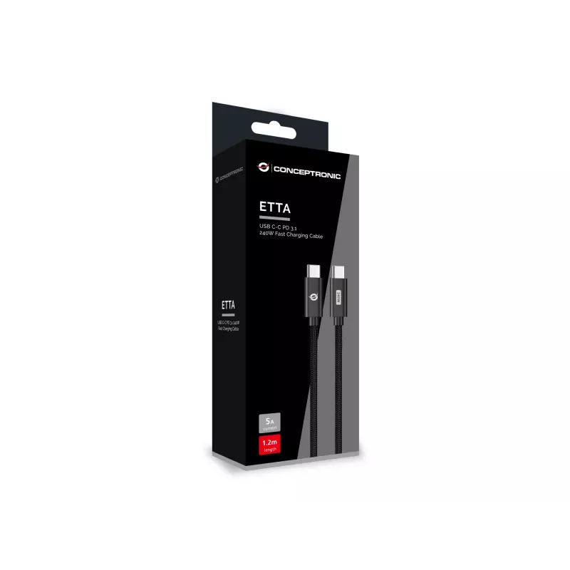 Conceptronic ETTA03B20 USB C-C PD 3.1 240W greito įkrovimo laidas 2 m, 48V 5A, 480Mbps, E-Mark