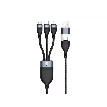 Conceptronic ETTA06B15 USB 3-in-1 PD 3.0 100W greito įkrovimo laidas 1,5 m, 20 V 5 A, 480 Mbps, E-Mark