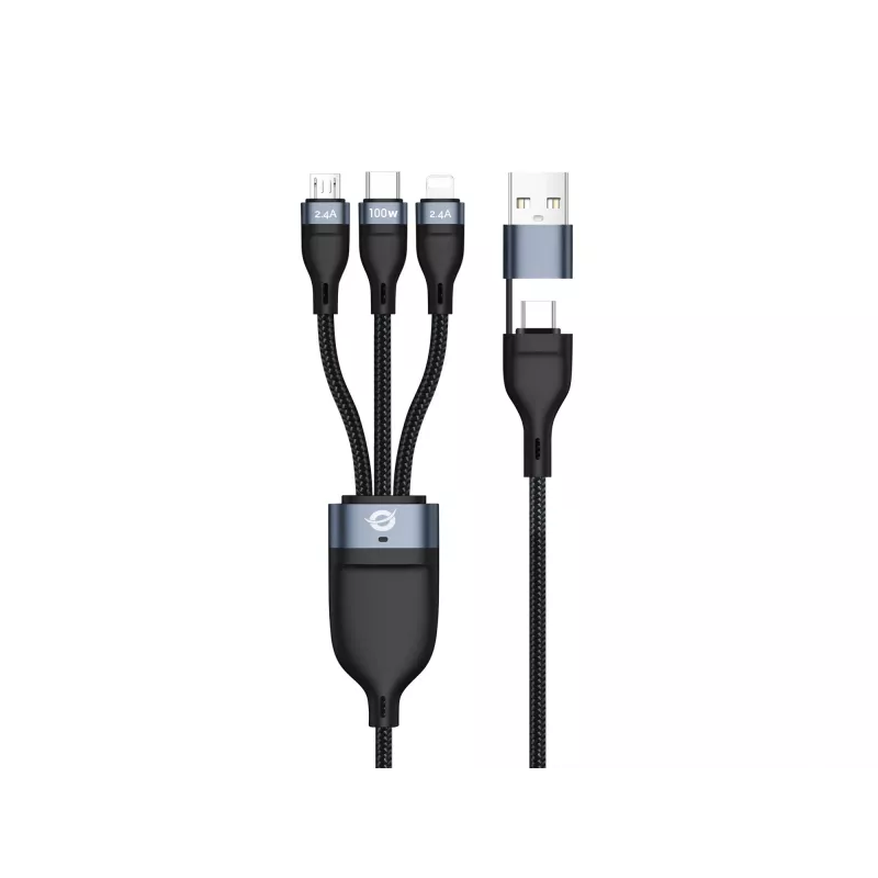 Conceptronic ETTA06B15 USB 3-in-1 PD 3.0 100W greito įkrovimo laidas 1,5 m, 20 V 5 A, 480 Mbps, E-Mark