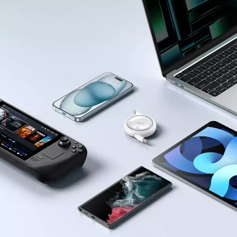 USB laidas Baseus Free2Pull 1m USB C baltas