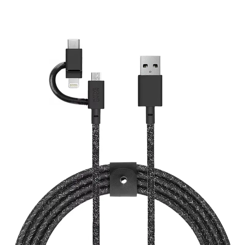 USB kabelis Native Union BELT-ULC-CS-BLK-NP 2m USB A USB C/Micro USB A/Lightning juodas