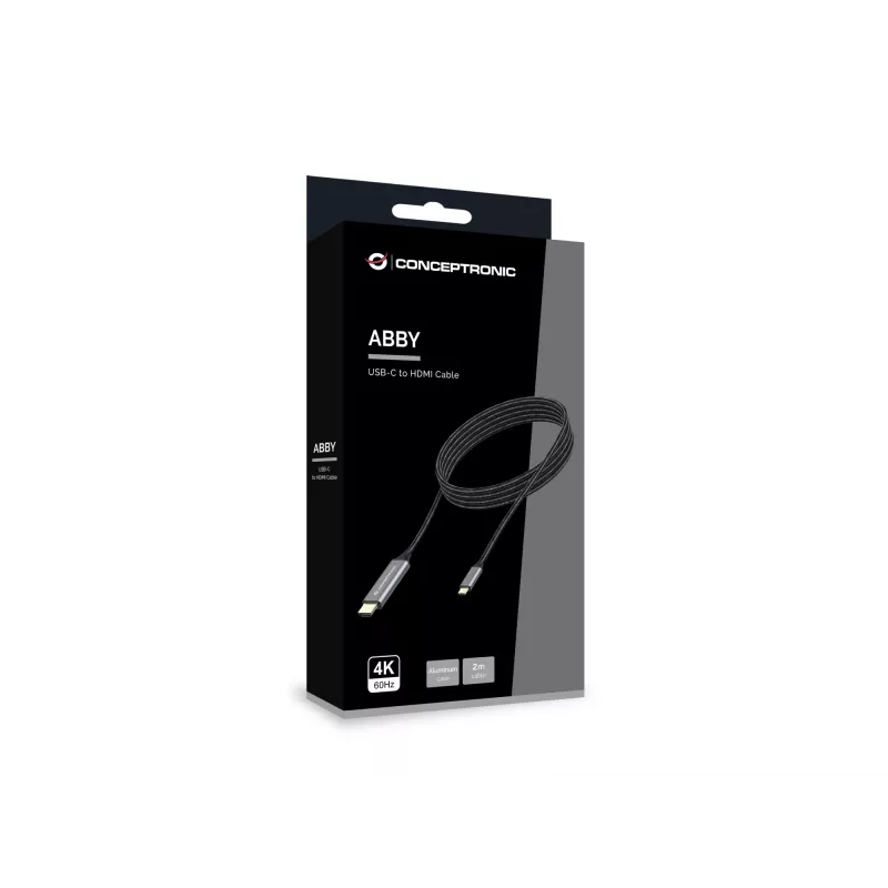 Conceptronic USB-C į HDMI kabelis, kištukas-kištukas, 4K 60Hz, 2 m, USB Type-C, HDMI, kištukas, kištukas, tiesus