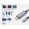Conceptronic USB-C į HDMI kabelis, kištukas-kištukas, 4K 60Hz, 2 m, USB Type-C, HDMI, kištukas, kištukas, tiesus