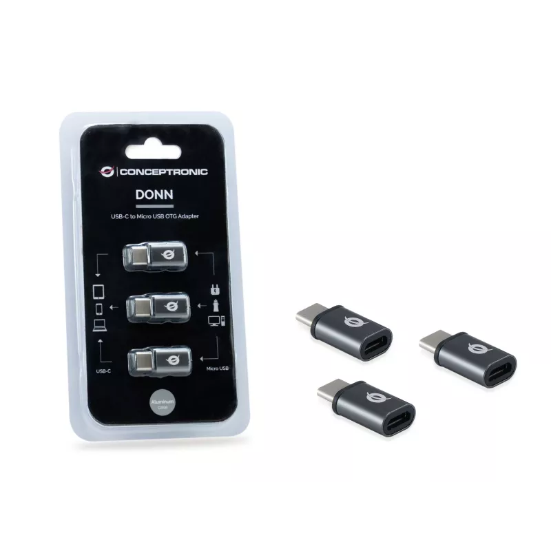 Conceptronic DONN USB-C į Micro USB OTG adapteris, 3 vnt. pakuotėje