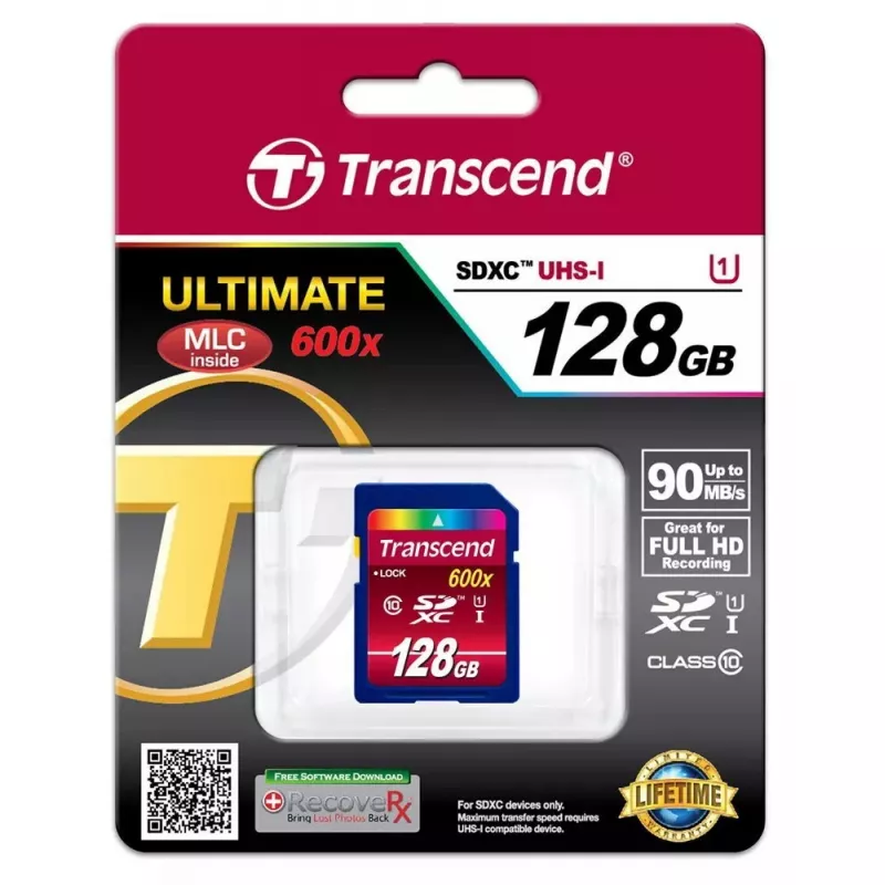 Flash Memory Transcend 128GB SDXC UHS-I 600x TS128GSDXC10U1