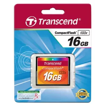 „CompactFlash“ kortelė „Transcend TS16GCF133“ 16 GB, 50 MB/s skaitymo, 20 MB/s rašymo