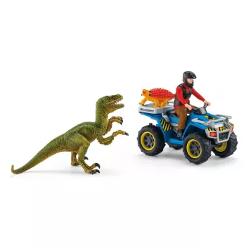 schleich Dinozaurai Pabėgimas keturračiu nuo Velociraptoriaus, Dinozaurai ir ugnikalnis, Tyrimų stotis, 4 m., Įvairiaspalvis, Plastikas