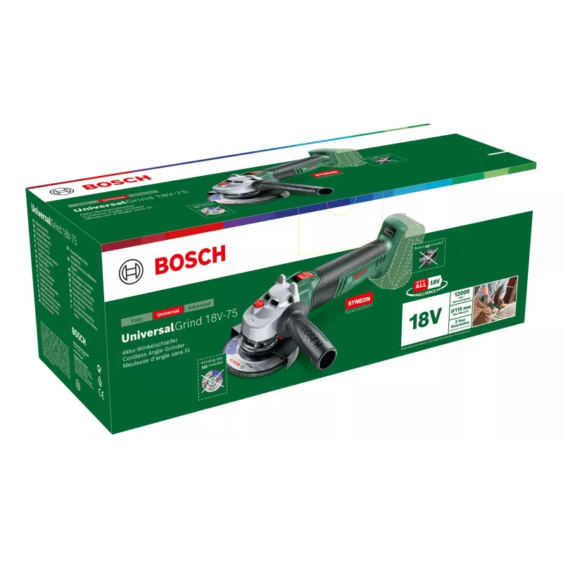 Bosch UniversalGrind 18V-75 kampinis šlifuoklis 11,5 cm 12000 aps./min 1,7 kg