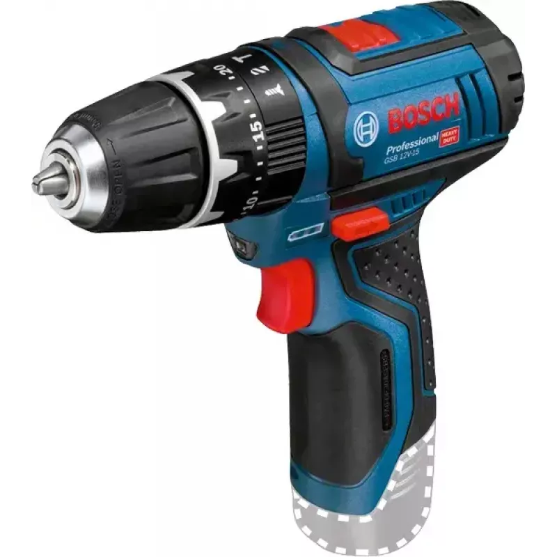 Pistol grip grąžtas Bosch GSB 12V-15, 1300 RPM, 2 Ah baterija