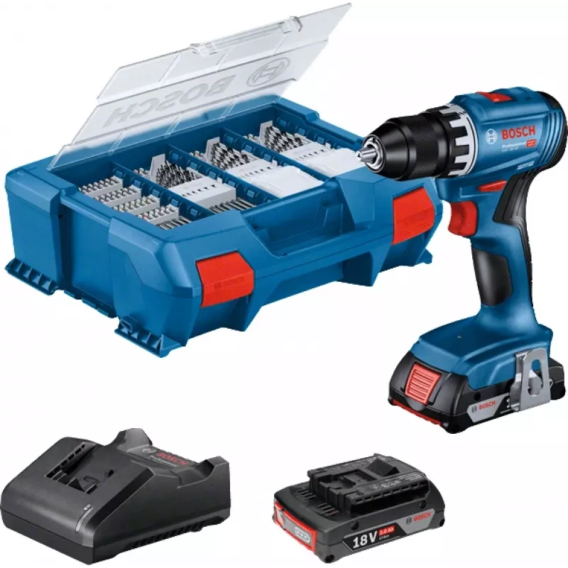 Bosch GSR 18V-45 Professional 500 RPM Keyless 900 g Juoda, Blue