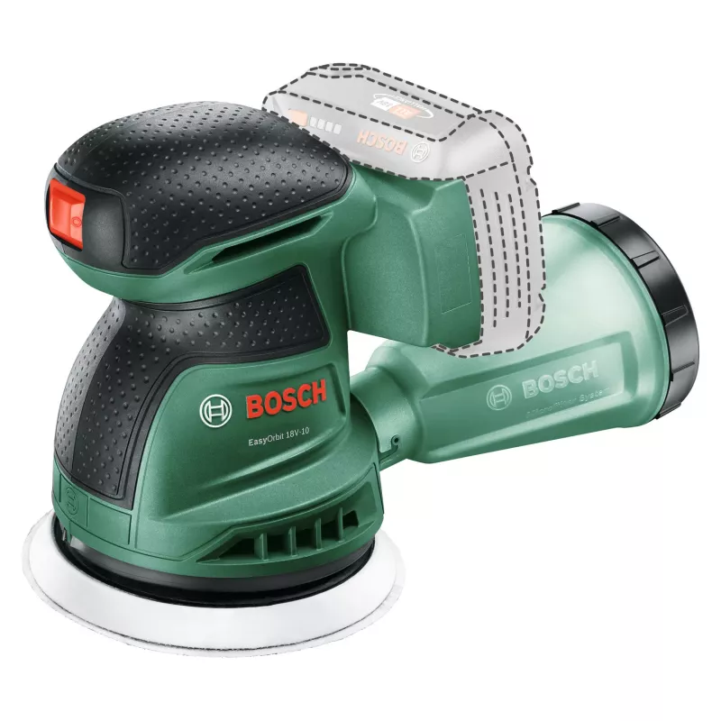 Bosch EasyOrbit 18V-10 (Baretool), Orbitinis šlifuoklis, Juoda, Žalia, Plastikas, Vokietija, 23000 OPM, 1 mm