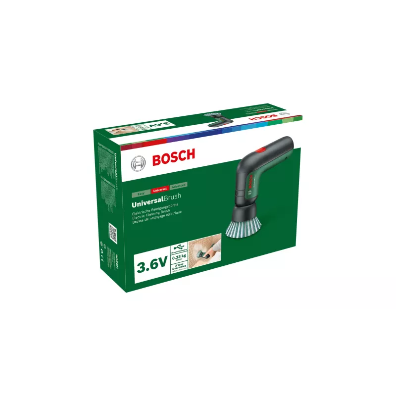 Bosch UniversalBrush (integruotas) belaidis 3,6 V šepetys, juodas, IPX5, baterija, ličio jonų (Li-Ion), 1500 mAh, 3,6 V