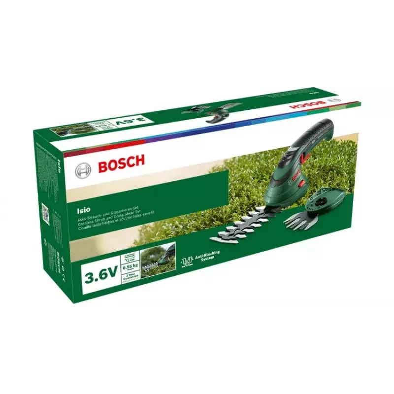 Bosch Isio akumuliatorinės žolės žirklės 8 cm 3,6 V ličio jonų (Li-Ion) juoda, žalia