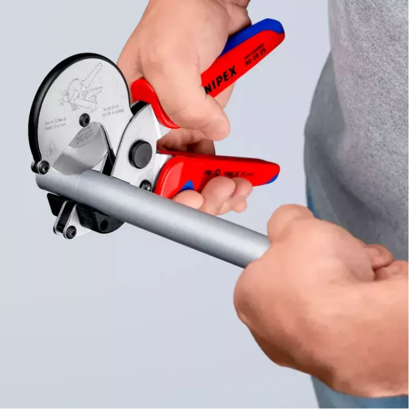 Vamzdžių žirklės Knipex 90 25 25 aliuminio juodos mėlynos raudonos 210 mm