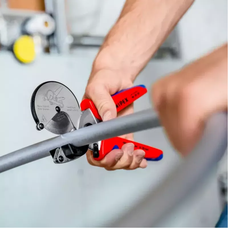 Vamzdžių žirklės Knipex 90 25 25 aliuminio juodos mėlynos raudonos 210 mm
