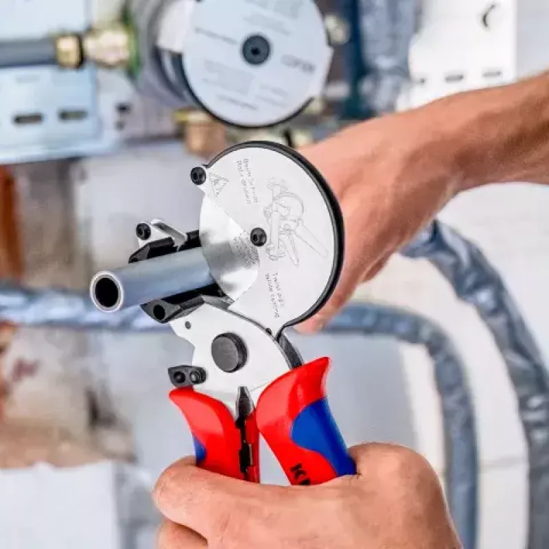 Vamzdžių žirklės Knipex 90 25 25 aliuminio juodos mėlynos raudonos 210 mm