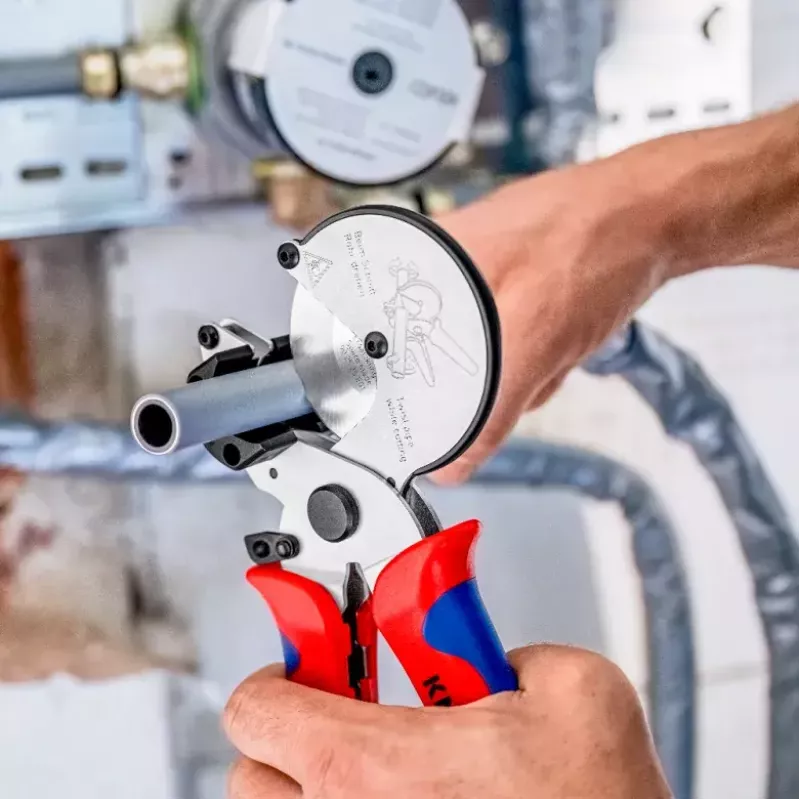 Vamzdžių žirklės Knipex 90 25 25 aliuminio juodos mėlynos raudonos 210 mm